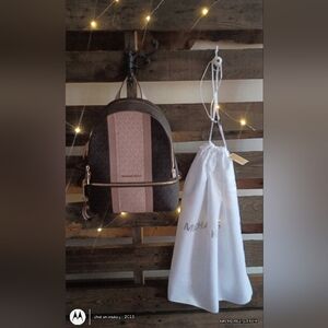 HTF ~ Michael Kors ~ Brown/Pink Logo Backpack ~ Gold Hardware ~ W/Dust Bag